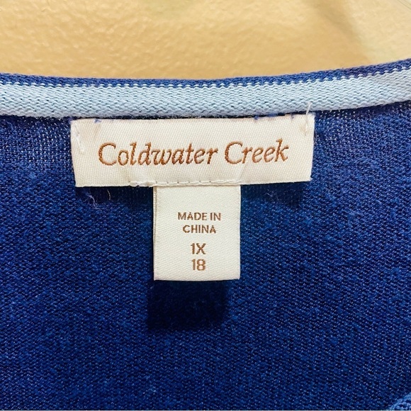 Coldwater Creek Navy Blue Silk Blend 3/4 Sleeve Cardigan 1X - Picture 2 of 7